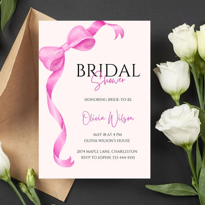 Bridal Shower Invitation Wording Editable Canva Template 1-Page Digital Download