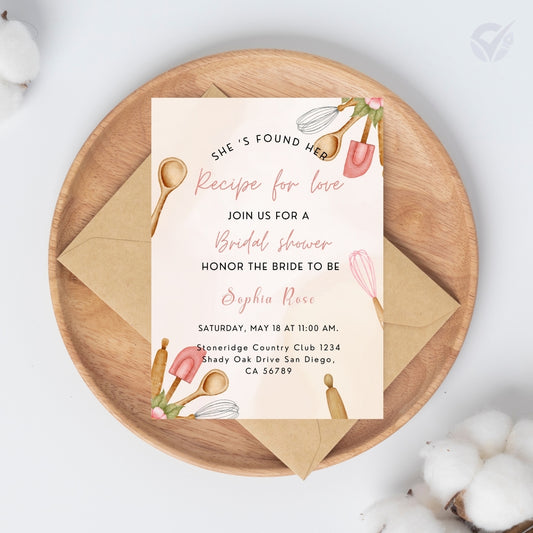 Kitchen Theme Bridal Shower Invitations Editable Canva Template Digital Download