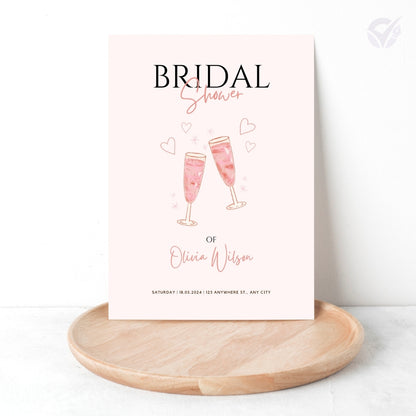 Bridal Shower Invitations Editable Canva Template Digital Download