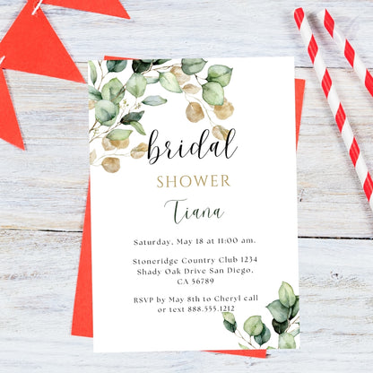 Bridal Shower Invitation Template Editable Canva Design Digital Download