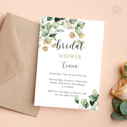 Bridal Shower Invitation Template Editable Canva Design Digital Download