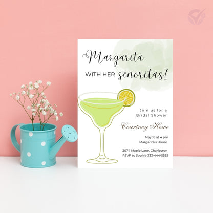 Lemon Bridal Shower Invitations "Margarita with Her Señoritas" Theme Editable Canva Template