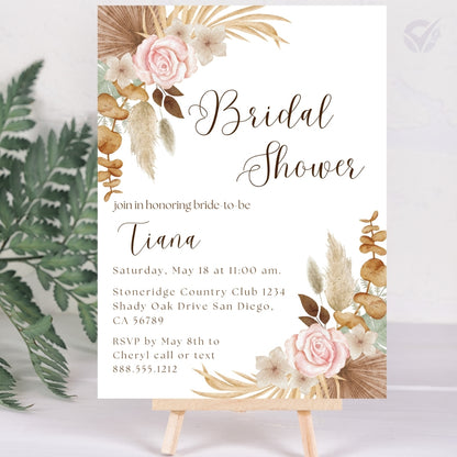 Floral Bridal Shower Invitation Editable Canva Template Flower Themed Invite Instant Digital Download