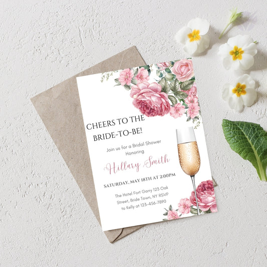 Printable Bridal Shower Invitations Editable Canva Template 5x7 Digital Download