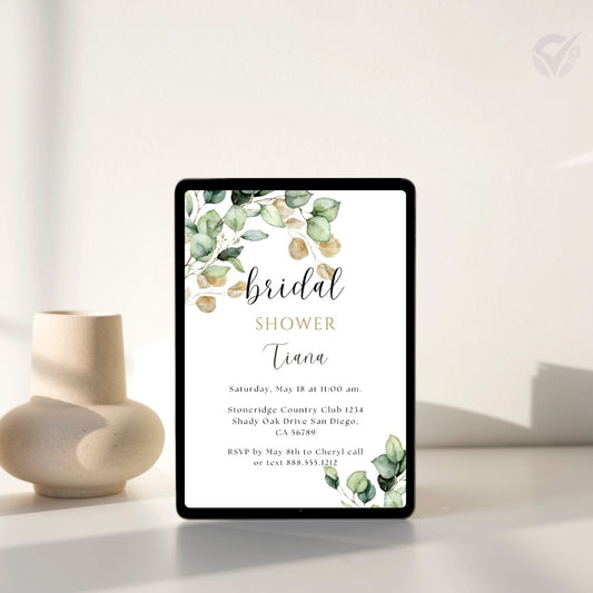 Bridal Shower Invitation Template Editable Canva Design Digital Download