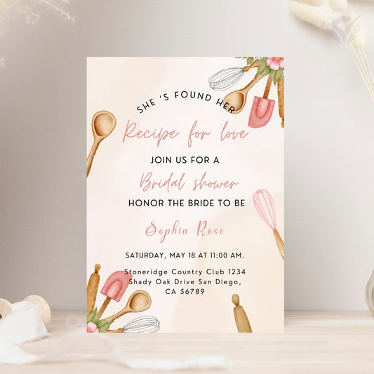 Kitchen Theme Bridal Shower Invitations Editable Canva Template Digital Download