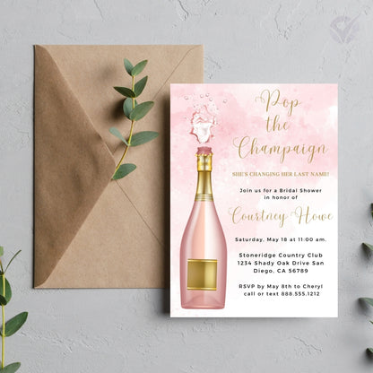 Bridal Shower Invitations Online Editable Canva Template 1-Page Digital Download