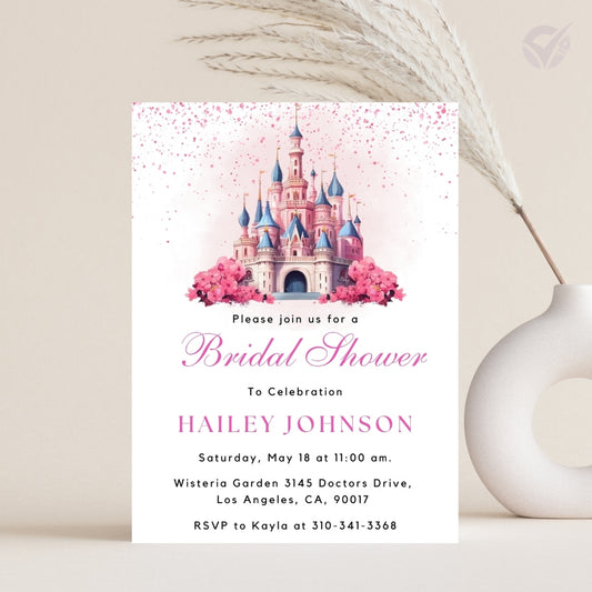 Disney Themed Bridal Shower Invitations Editable Canva Template Digital Download