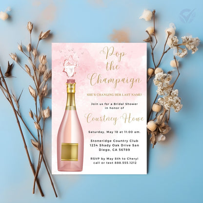 Bridal Shower Invitations Online Editable Canva Template 1-Page Digital Download