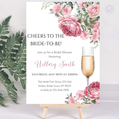 Printable Bridal Shower Invitations Editable Canva Template 5x7 Digital Download