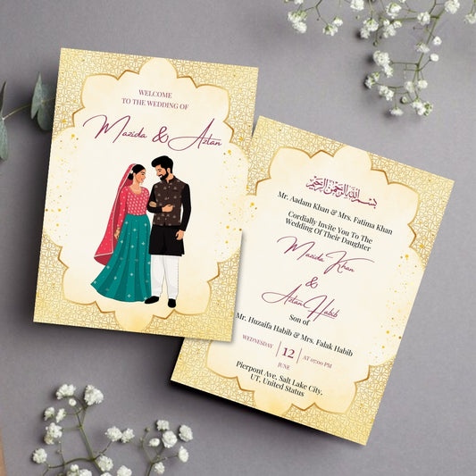 Islamic Wedding Invitation Templates 2 Page Editable Canva Design Digital Download