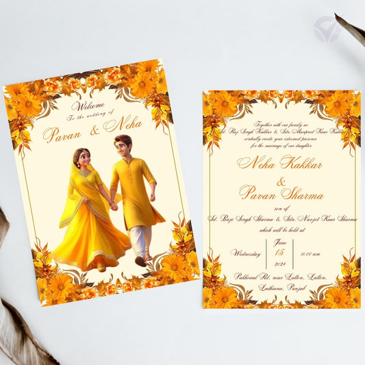 Sikh Wedding Invitation Templates Editable Punjabi Couple Cards Digital Download Canva Invitation Set