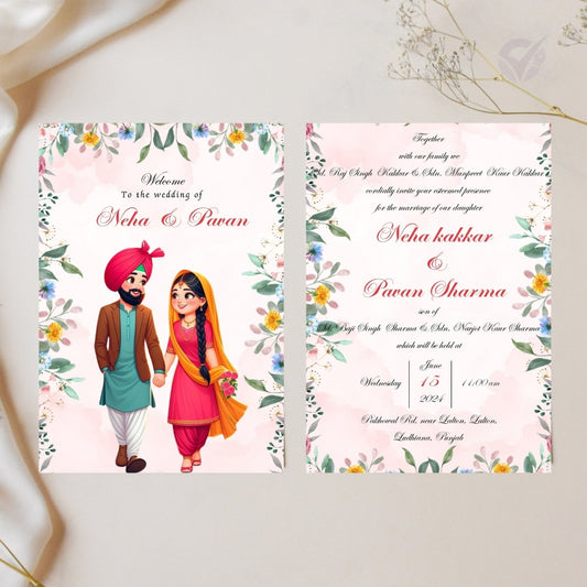 Sikh Wedding Invitation Editable 2 Page Indian Wedding Card Template Punjabi Wedding Invitation Instant Download & Customizable in Canva
