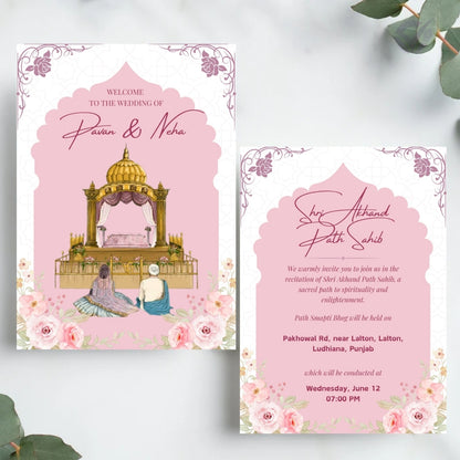 Digital Sikh Wedding Invitation Templates 8 Page Editable Canva Suite Punjabi Wedding Card Set
