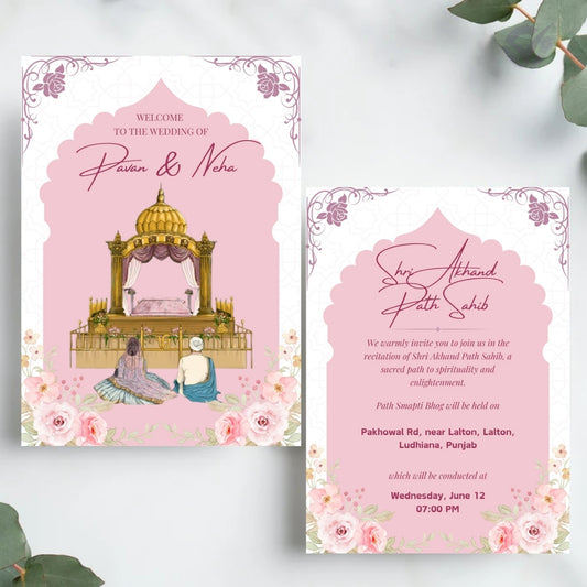 Digital Sikh Wedding Invitation Templates 8 Page Editable Canva Suite Punjabi Wedding Card Set