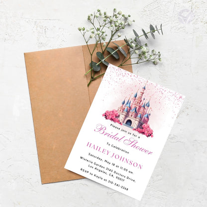 Disney Themed Bridal Shower Invitations Editable Canva Template Digital Download
