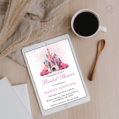 Disney Themed Bridal Shower Invitations Editable Canva Template Digital Download