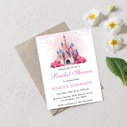Disney Themed Bridal Shower Invitations Editable Canva Template Digital Download