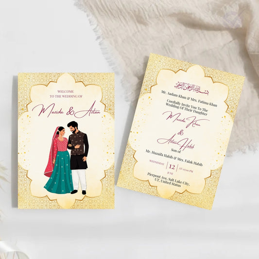 Islamic Wedding Invitation Templates 2 Page Editable Canva Design Digital Download