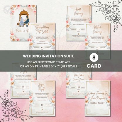 Indian Invitation Wording for Sikh Wedding Editable Canva Templates Traditional Sikh Wedding Text Suite Instant Digital Download
