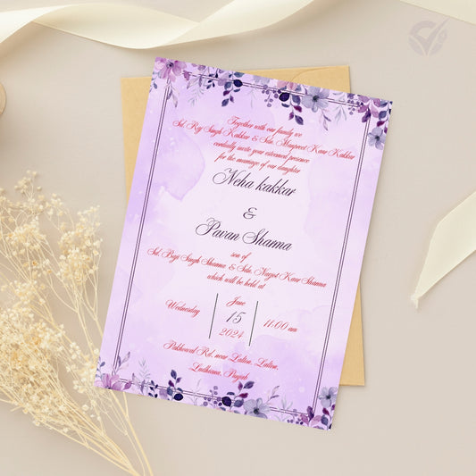 Sikh Marriage Invitation Wordings – Editable 2-Card Digital Template with Punjabi Couple Illustration Canva Wedding Invite Download