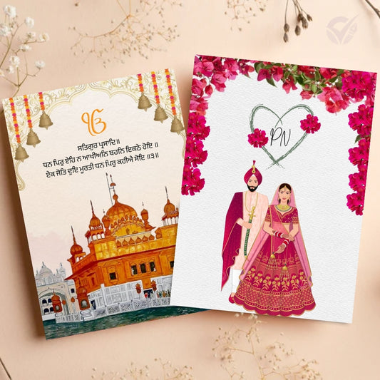 Indian Sikh Wedding Card Invites 8 Editable Canva Templates USA Format Digital Download for Sikh Wedding Invitations