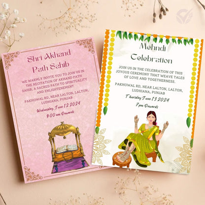 Indian Sikh Wedding Card Invites 8 Editable Canva Templates USA Format Digital Download for Sikh Wedding Invitations