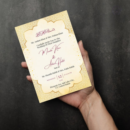 Islamic Wedding Invitation Templates 2 Page Editable Canva Design Digital Download