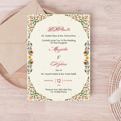Islamic Wedding Invitation Cards 2 Page Editable Canva Template Digital Download