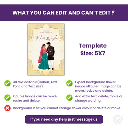 Islamic Wedding Invitation Templates 2 Page Editable Canva Design Digital Download