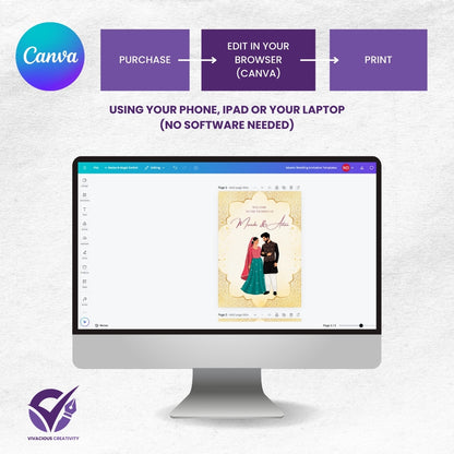 Islamic Wedding Invitation Templates 2 Page Editable Canva Design Digital Download