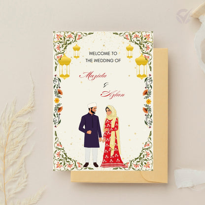 Islamic Wedding Invitation Cards 2 Page Editable Canva Template Digital Download