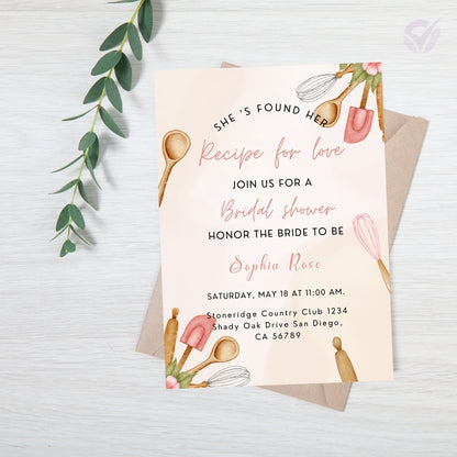 Kitchen Theme Bridal Shower Invitations Editable Canva Template Digital Download