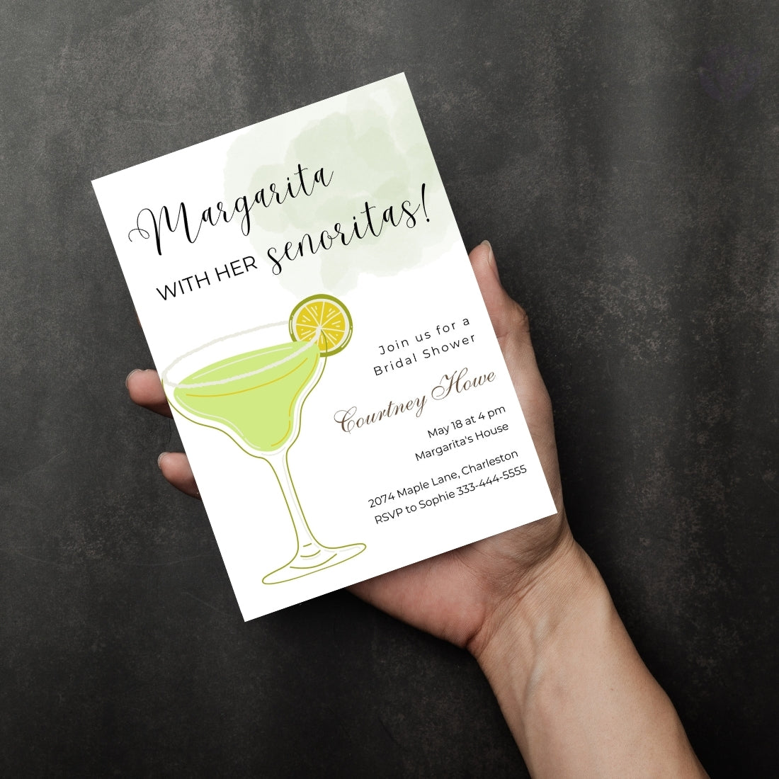 Lemon Bridal Shower Invitations "Margarita with Her Señoritas" Theme Editable Canva Template
