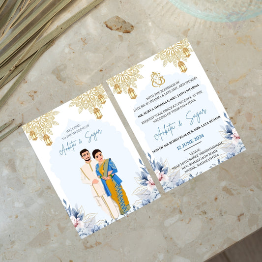 Wedding Invitation Card 2 Page Marathi Theme Editable Canva Template Digital Download