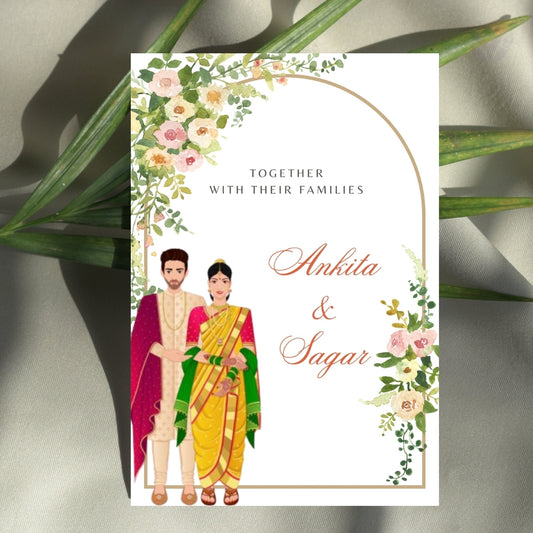 Marathi Wedding Invite Template | Editable 5×7 Canva Design | 2-Page Digital Card