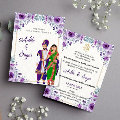 Marathi Invitation Card for Wedding 2 Page Editable Canva Template Digital Download Only