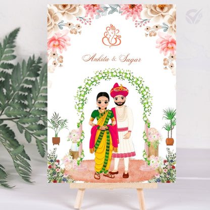 Marathi Wedding Invitation 2 Page Editable Canva Template Traditional Indian Wedding Card Instant Digital Download