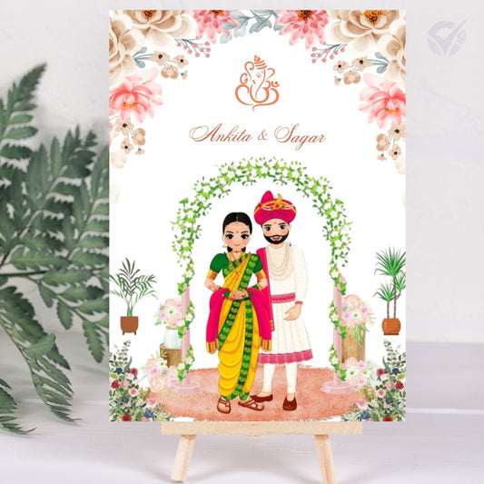Marathi Wedding Invitation 2 Page Editable Canva Template Traditional Indian Wedding Card Instant Digital Download