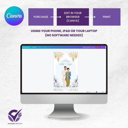 Wedding Invitation Card 2 Page Marathi Theme Editable Canva Template Digital Download