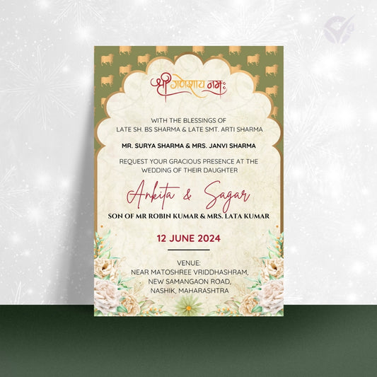 Marathi Wedding Invitation – 2 Page Editable Canva Template | Marathi Lagna Patrika Digital Card