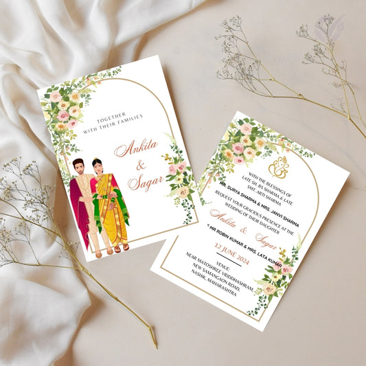 Marathi Wedding Invite Template 2 Page Editable Canva Design Digital Download