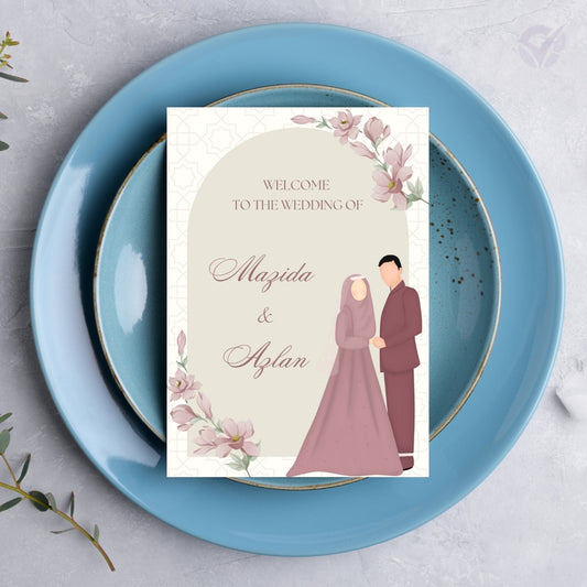 Muslim Wedding Invitation Cards 2 Page Editable Canva Template Digital Download