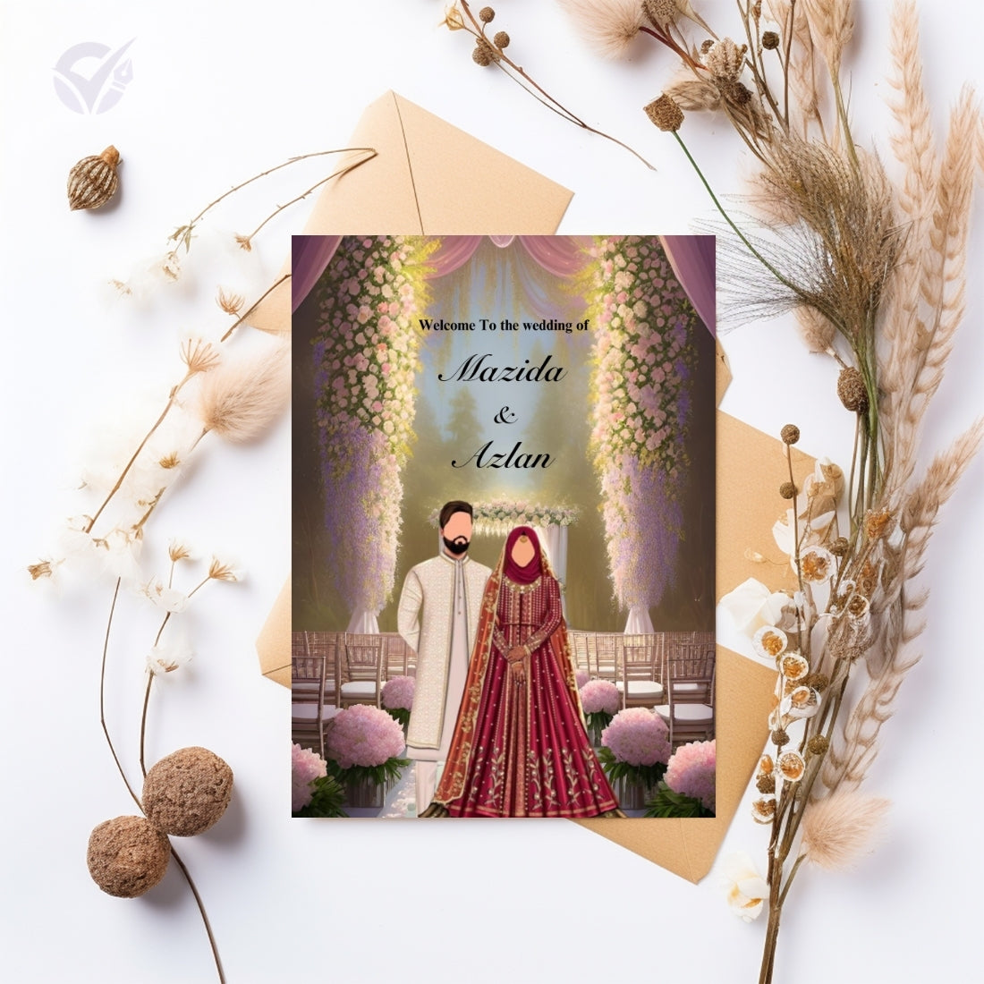 Muslim Wedding Invitation 2 Page Editable Canva Template Islamic Nikah Card Design Digital Download