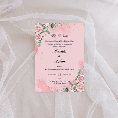 Muslim Wedding Invitation 2 Page Editable Canva Template Islamic Nikah Card Design Digital Download