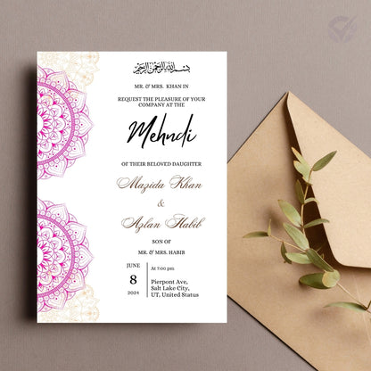 Muslim Wedding Invitation Template 6 Editable Canva Cards Mehndi, Dholki, Baraat, Nikkah, Walima, Mayoun Digital Download