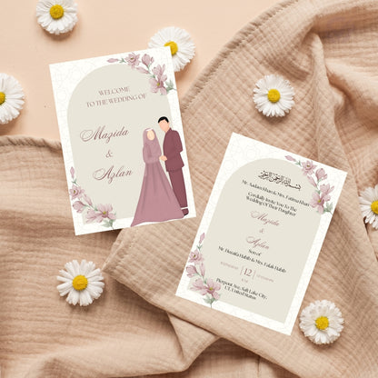 Muslim Wedding Invitation Cards 2 Page Editable Canva Template Digital Download