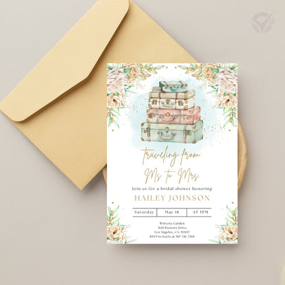 Travel Theme Bridal Shower Invitation Editable Canva Template Destination Bridal Shower Invite Instant Digital Download