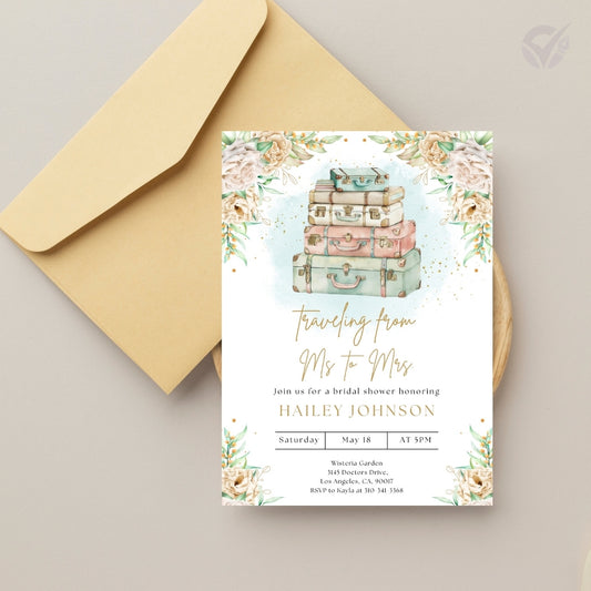 Travel Theme Bridal Shower Invitation Editable Canva Template Destination Bridal Shower Invite Instant Digital Download