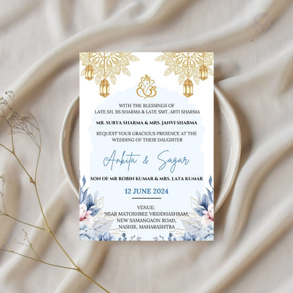 Wedding Invitation Card 2 Page Marathi Theme Editable Canva Template Digital Download